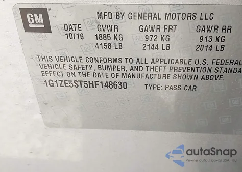 2017 Chevrolet Malibu 1Lt из США, поврежденный, VIN 1G1ZE5ST5HF148630